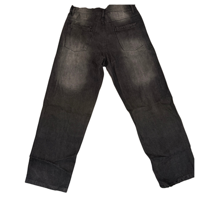 Rear view Black jeans on a white background