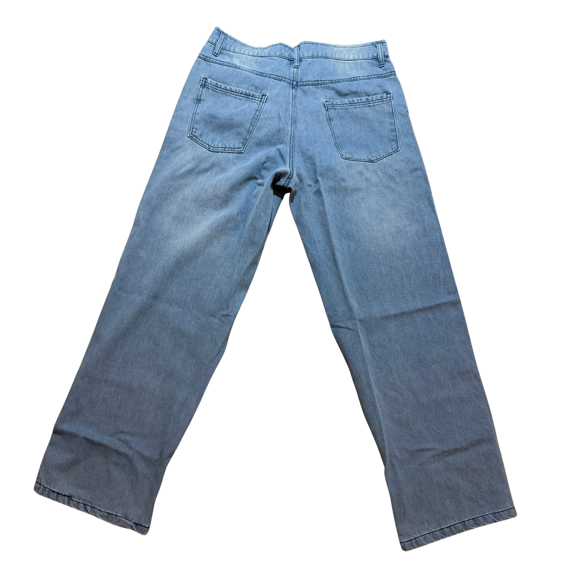 Back view Blue jeans on a white background